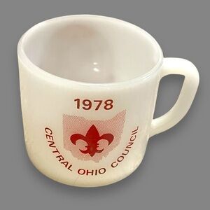 Federal Glass 1978 Boy Scout Mug Milk Glass Wonderful World of Scouting Ohio